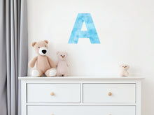 Load image into Gallery viewer, Block Letter Monogram Fabric Decal, Kids Watercolor Initial for Wall
