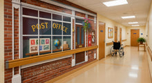 Load image into Gallery viewer, Senior Care Post Office Hallway Mural | Reminiscence Therapy Wall Wrap | Memory Care &amp; LTC Décor | 6×8 ft or 8×10 ft