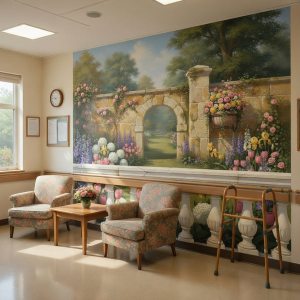 English Cottage Garden Wall Mural | Senior Care & Memory Care Environments
