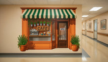 Load image into Gallery viewer, Corner Café Hallway Mural | Reminiscence Therapy Wall Wrap | LTC &amp; Memory Care Décor | 6×8 ft or 8×10 ft