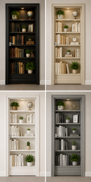 Beige Bookshelf Door Wrap, Bookcase Vinyl Decal, Memory Care Dementia Friendly, Door Camouflage Wrap | Memory Care Door Decal | LTC Senior Dementia Wandering Redirect - RB & Co. Pillows