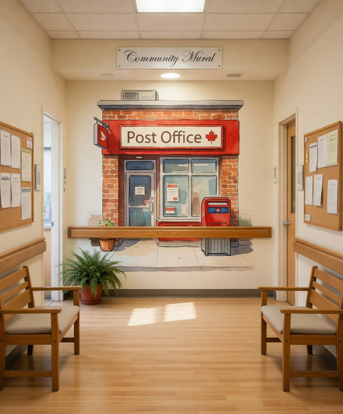 Post Office Wall Mural | Dementia Alzheimer's Wall Decal | Memory Care Reminiscence Decor | LTC Wallpaper