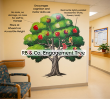 Load image into Gallery viewer, Interactive Sensory Tree Wall Decal for Senior Care &amp; Dementia Activity Stations - Senior Engagement Wall, Interactive Tree Decal &amp; Fabric Accessory Kit - RB &amp; Co. Pillows