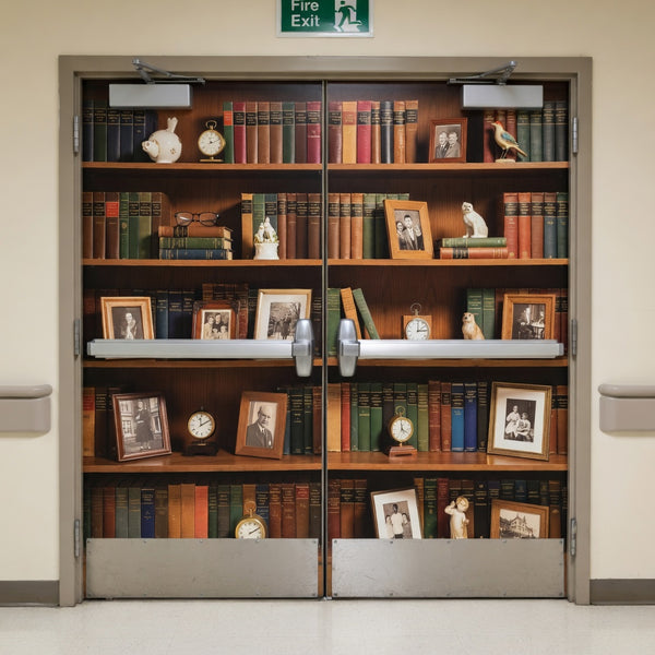Exit Diversion Door Wrap — Bookshelf, Cabinet Mural | Memory Care Door Decal | LTC Senior Dementia Wandering Redirect - RB & Co. Pillows