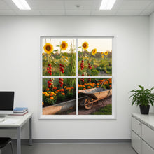 Load image into Gallery viewer, Faux Window Wall Decal Large Format, Kitchen Garden View, Removable Window Mural, Basement Window Decal, Home Office Wall Art Canada