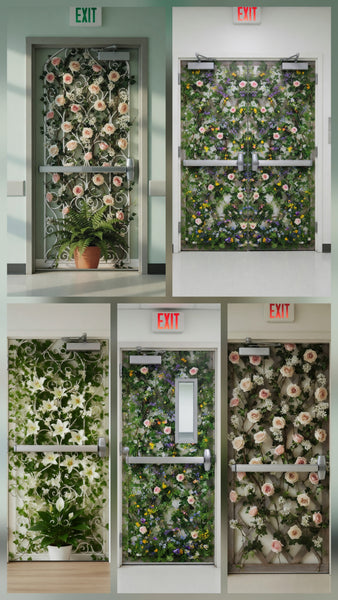 Exit Diversion Door Wrap — Garden Trellis Single Door Mural | Memory Care Dementia Redirect | Floral Door Decal | LTC Facility Canada