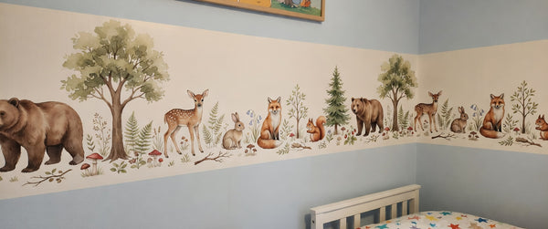 Forest Animals Wall Border | Woodland Nursery Wallpaper Decal