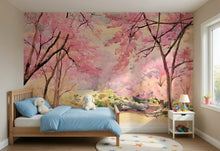 Load image into Gallery viewer, Cherry Blossom Wall Mural Panels | Peel and Stick | Blush Pink Tree Mural | Bedroom Feature Wall | Removable Wallpaper | Canadian Made