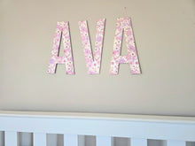 Load image into Gallery viewer, Floral Name Sign, Nursery Wall Wood Letters, Girl Name Sign, Baby Name Sign - RB &amp; Co. Pillows