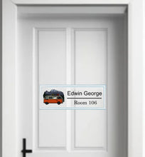 Load image into Gallery viewer, Door Sign Nameplate Decal for Senior Homes &amp; Assisted Living, Personalized Removable Room Sign, Large Print, Repositionable Door Label, Soft Matte