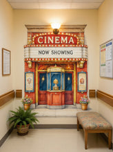 Load image into Gallery viewer, Cinema Movie Theater Wall Mural | Dementia Alzheimer's Friendly Decor | Memory Care Reminiscence Therapy - RB &amp; Co. Pillows