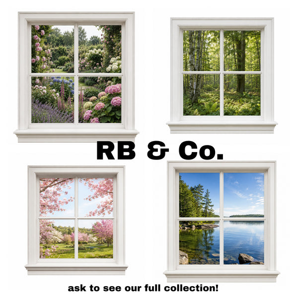 Faux Window Wall Decal | Scenic Nature Window View | Garden, Forest & Lake Wall Décor