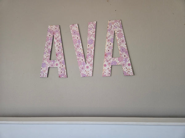 Floral Name Sign, Nursery Wall Wood Letters, Girl Name Sign, Baby Name Sign - RB & Co. Pillows