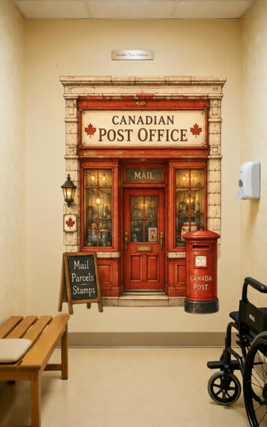 Canadian Post Office Wall Mural | Dementia Alzheimer's Wall Decal | Memory Care Reminiscence Decor | LTC Wallpaper