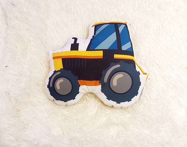Yellow Construction Tractor Pillow, Boys Room Decor, Construction Theme Decor, Boys Room Throw Pillow