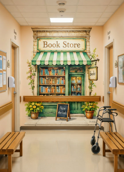 Book Store Wall Mural | Dementia Alzheimer's Friendly,  Memory Care Reminiscence Decor | Vintage Bookshop