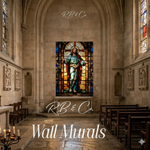 Load image into Gallery viewer, Stained Glass Jesus Wall Mural | Large Christian Removable Church Home Decor - RB &amp; Co. Pillows