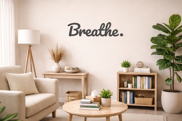 Breathe Wood Sign | Therapist Office Mental Health Wall Decor | Mindfulness Quote | Counselor Gift - RB & Co. Pillows