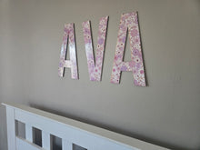 Load image into Gallery viewer, Floral Name Sign, Nursery Wall Wood Letters, Girl Name Sign, Baby Name Sign - RB &amp; Co. Pillows