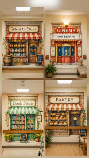Barbershop Wall Mural | Dementia Alzheimer's Decor| Memory Care Reminiscence Decor | Senior Living Storefront Decal
