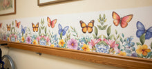 Load image into Gallery viewer, Butterfly Garden Wall Border | Watercolor Floral Nursery Decal | Kids Bedroom Wallpaper Border | Peel &amp; Stick Removable