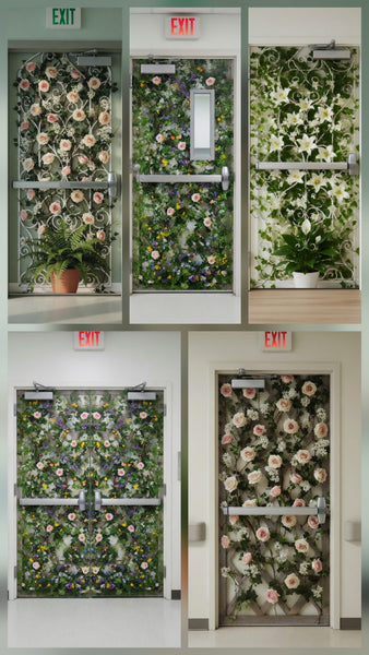 Exit Diversion Door Wrap — Garden Trellis Single Door Mural | Memory Care Dementia Redirect | Floral Door Decal | LTC Facility Canada