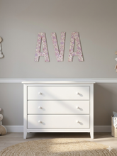 Load image into Gallery viewer, Floral Name Sign, Nursery Wall Wood Letters, Girl Name Sign, Baby Name Sign - RB &amp; Co. Pillows