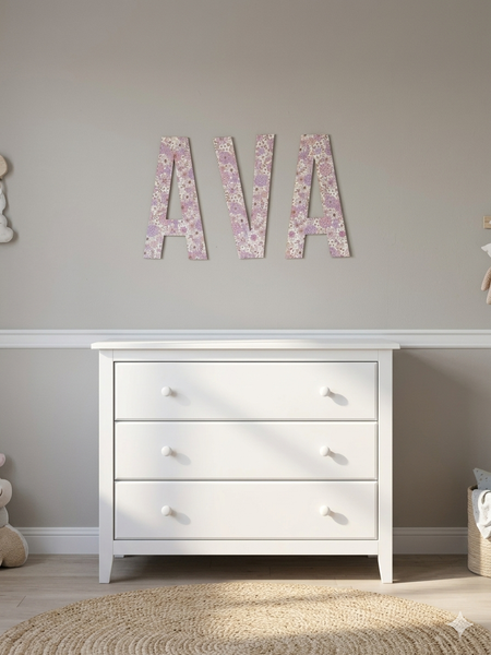 Floral Name Sign, Nursery Wall Wood Letters, Girl Name Sign, Baby Name Sign - RB & Co. Pillows