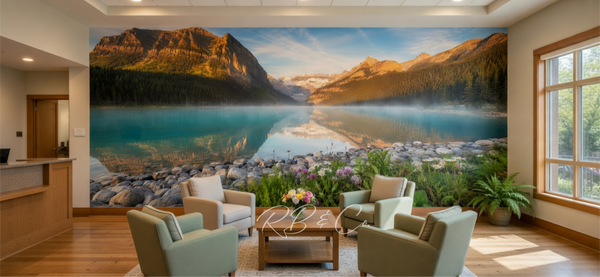 Canadian Rockies Panoramic Wall Mural | Senior Care & Wellness Spaces