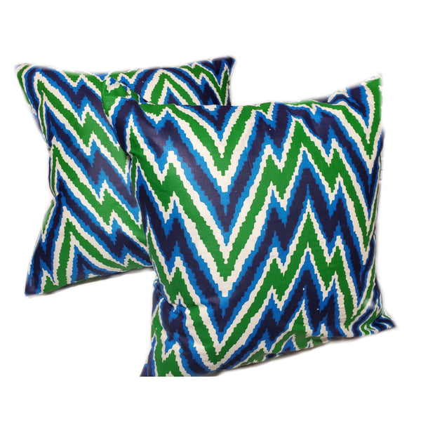 RB & Co. Green Blue Geometric Decorative Throw Pillows Sham with Covers 2-Pack