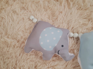 Soft Blue Gray Elephant Garland, Nursery Decor, Kids Room Wall Decor Hanging, Small Pillow Decor