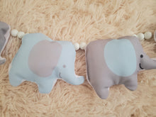 Load image into Gallery viewer, Soft Blue Gray Elephant Garland, Nursery Decor, Kids Room Wall Decor Hanging, Small Pillow Decor