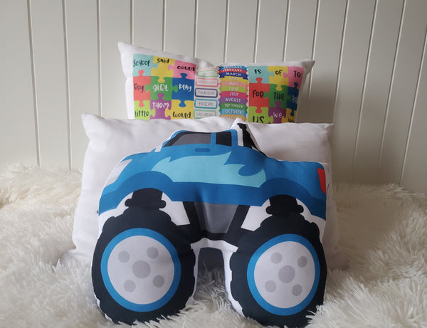 Monster Truck Plush Toy, Kids Throw Pillow, Boys Room Decor