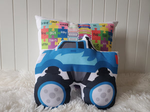Monster Truck Plush Toy, Kids Throw Pillow, Boys Room Decor