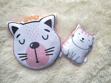 Load image into Gallery viewer, Cat Pillow Toy, Kids Throw Pillow, Neutral Minimalist Nursery Decor,  Animal Baby Room Decor,  Cat Animal Decor Pillow