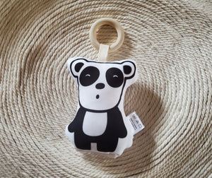 Monochrome Animal Soft Baby Rattle and Teether Toy, Gender Neutral Baby Gift, Baby Toy Rattle