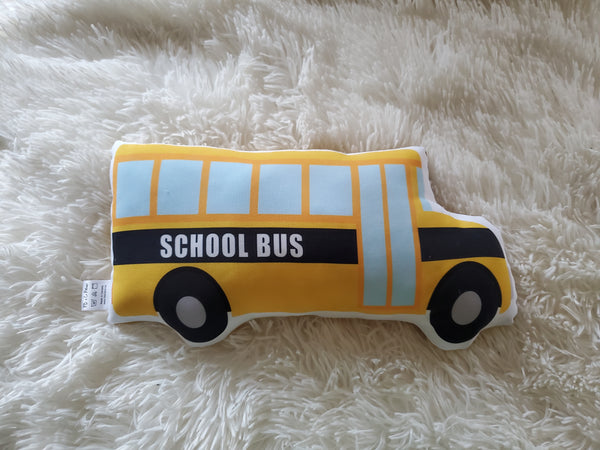 Kids School Bus Decorative Pillow, Schoolbus Plush Toy, Boys Room Decor, Throw Pillows for Kids