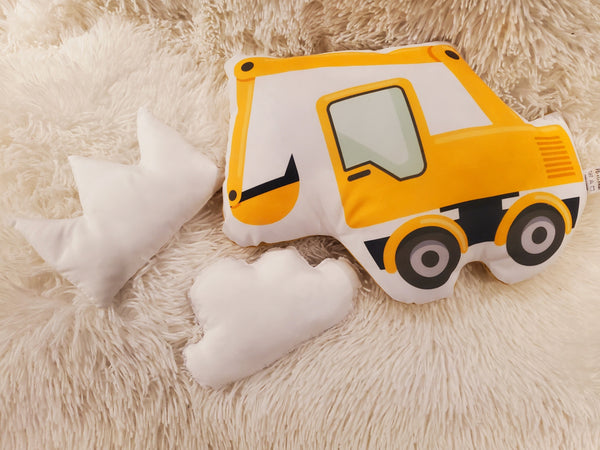Construction Truck Decorative Pillow, Construction Theme Plush Toy, Boys Room Decor, Throw Pillows for Kids