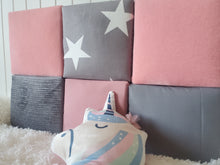Load image into Gallery viewer, Kids Cushioned Wall Panels, Velvet Headboad Cushions,  Protective Padded Wall Decor, Kids Wall Cushions