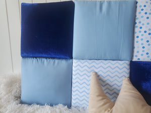 Kids Protective Cushioned Wall Tiles, Velvet Headboad Cushions,  Protective Padded Wall Decor, Kids Wall Cushions