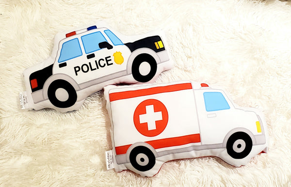 Police Car and Ambulance Decorative Throw Pillows, Kids Room Decor, Kids Accent Pilloe