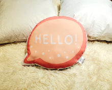 Load image into Gallery viewer, Hello Pink Speech Bubble Pillow, Cute Girls Room Decor, Teen Girl Decor