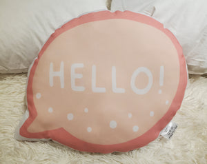 Hello Pink Speech Bubble Pillow, Cute Girls Room Decor, Teen Girl Decor