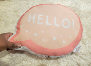 Hello Pink Speech Bubble Pillow, Cute Girls Room Decor, Teen Girl Decor