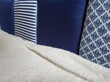 Load image into Gallery viewer, Navy Headboard Panels, Upholstered Wall Panels, Mounted Wall Cushions,  Protective Padded Wall Decor, Kids Wall Cushions