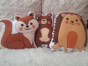 Hedgehog Pillow, Woodland Animal Plush Decor, Decorative Pillows, Kids Room Decor, Woodland Nursery Decor,  Bear Woodland Animal Pillows