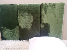 Load image into Gallery viewer, Green Velour Velvet Upholstered Headboard Panels, Upholstered Headboad Cushions,  Protective Padded Wall Decor, Kids Wall Cushions
