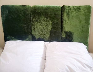 Green Velour Velvet Upholstered Headboard Panels, Upholstered Headboad Cushions,  Protective Padded Wall Decor, Kids Wall Cushions