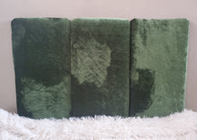Load image into Gallery viewer, Green Velour Velvet Upholstered Headboard Panels, Upholstered Headboad Cushions,  Protective Padded Wall Decor, Kids Wall Cushions