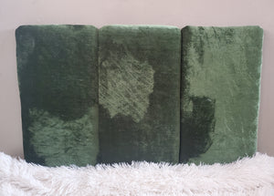 Green Velour Velvet Upholstered Headboard Panels, Upholstered Headboad Cushions,  Protective Padded Wall Decor, Kids Wall Cushions